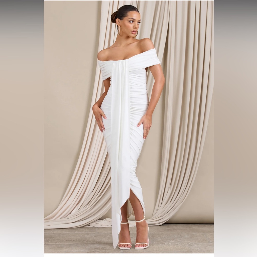 Club L London white Ruched Gown